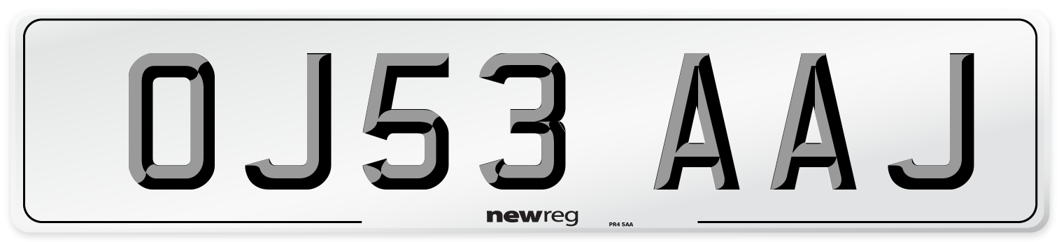 OJ53 AAJ Number Plate from New Reg